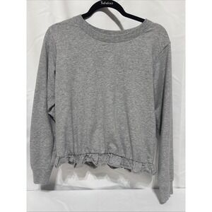 Michael Kors Womens Grey‎ Long Sleeve Knitted Pullover Size Medium Ruffled Waist